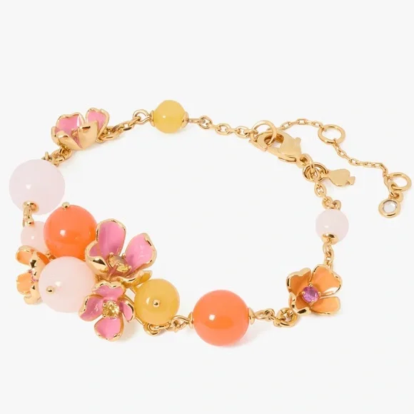 SALE🔥 NIP Kate Spade Freshly Picked Bracelet Pink Orange Yellow Gold Tone - Picture 14 of 15